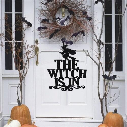 2021 Happy Halloween Hanging Sign Door Black The Witch Is In Home Door Hanging Special Festivel Halloween Decoration