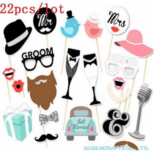 22PCS Photo Booth Props mr mrs Lips Wedding Party Photobooth props Bunny Cat Mask 2017 Wedding Party Decoration photo booth