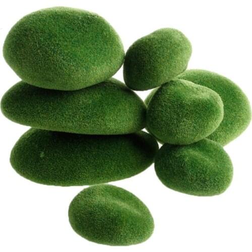 8pcs Artificial Moss Stones Grass Green Plant Poted Home Garden Decor Landscape L4MB