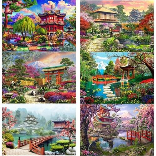 New 5D DIY Diamond Painting Landscape Tower Diamond Embroidery Full Square Round Drill Scenery Cross Stitch Crafts Home Decor