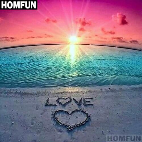 HOMFUN Full Square/Round Drill 5D DIY Diamond Painting "Love Sea" 3D Embroidery Cross Stitch 5D Home Decor Gift A01536