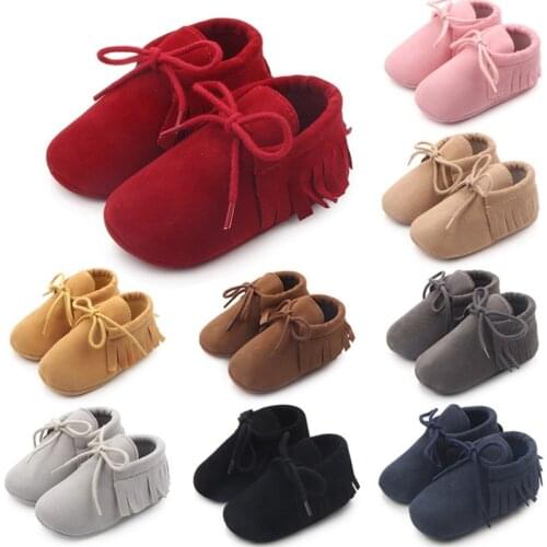 E&Bainel Newborn Baby Moccasins Suede PU Leather Shoes Infant Toddler Kids Girls Boy Prewalker Anti-slip Crib Shoes First Walker