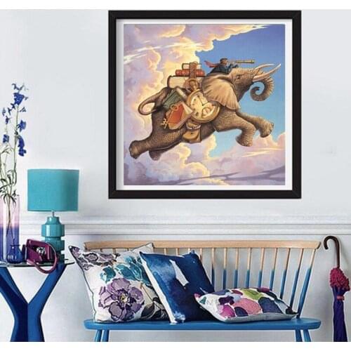 GLymg 5D Diamond Embroidery Craft Painting Rhinestones Embroidery Cross Stitch Elephant Mosaic Gift Diamond Wall Arts Decor