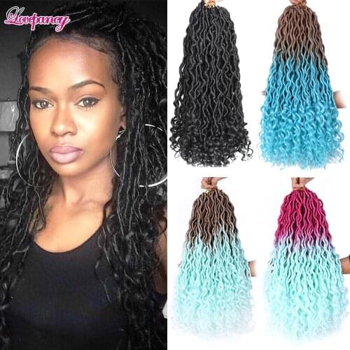 Goddess Faux Locs Synthetic Braids Crochet Braid Hair Ombre Brown Black Bug Purple Pre Looped Braiding Hair Extensions Hot Sale