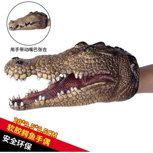 Crocodile Hand Puppet for Stories Soft Rubber Animal Head Hand Puppet Realistic Tiger Dolphin Model Figure Toy for Children Gift