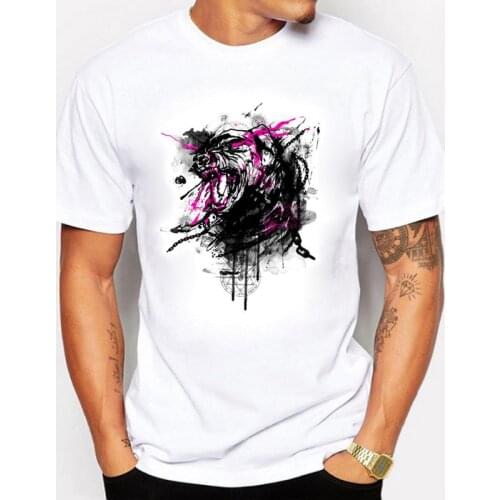 BLWHSA Summer Men T-Shirts Fashion Printing Crazy Pet Dogs Hand Painted Unique Design Short Sleeve T Shirts For Men Clothing
