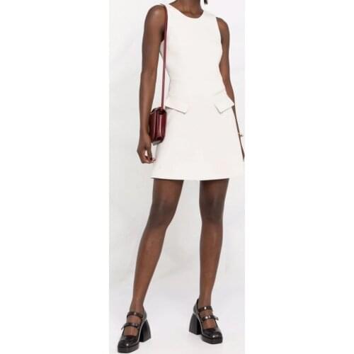 Summer Clothes For Women 2021 New Special Back Hollow Out O neck Sleeveless Strap Simple Mini Office Ladies White Dresses