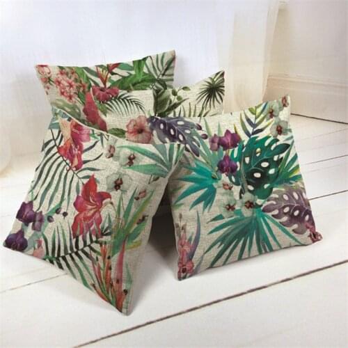 Fashion Luxury Tropical Plant Pillowcase Flower Living Room Bedroom Decoration Cushion Cover Polyester Linen Custom A Pillow