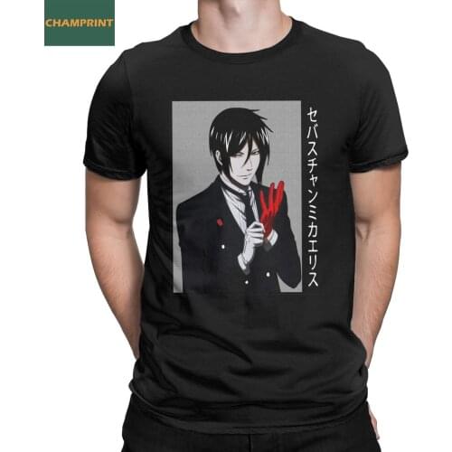 Mens T-Shirts Sebastian Black Butler Vintage 100% Cotton Tee Shirt Short Sleeve T Shirts Round Neck Clothing Gift Idea