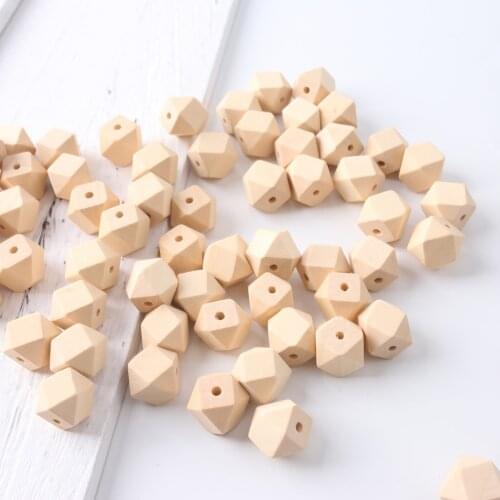 Organic Maple Wood Unfinished 20mm Geometric Teether Beads Wooden Octagon 50pcs DIY Crafts Baby Teether DIY Baby Teether