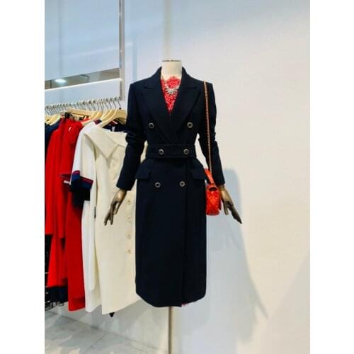 2021 high-end winter wool coat temperament professional work clothes medium long thin double breasted waist cashmere coat women