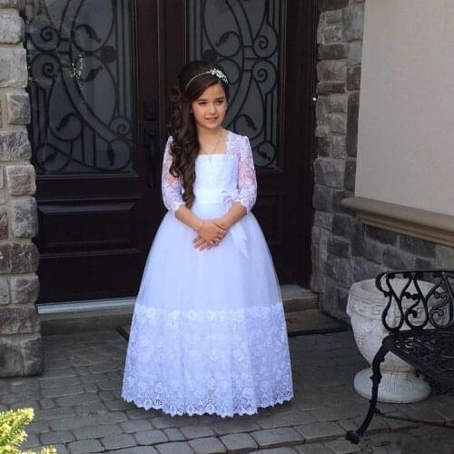 3/4 Sleeves Little Princess Flower Girl Dresses for Wedding Party First Communion Dress
