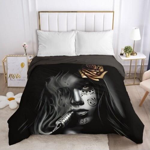 Skull Woman lady Duvet cover Quilt/Blanket/Comfortable Case 140x200 240x220 240x260 Queen King Single Bedding for Home rose