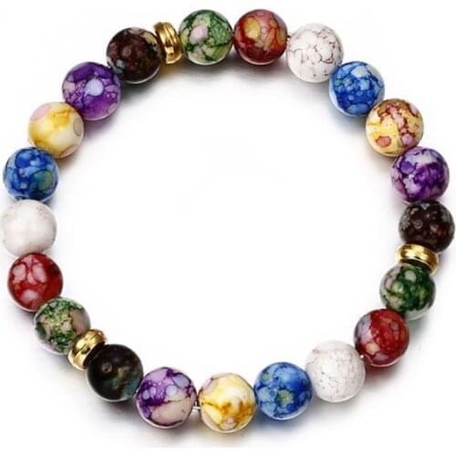 Colorful Beads Rainbow Healing Crystal Chakra Yoga Hologram Bracelets For Women