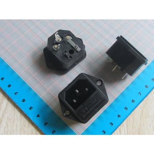 Free ship 50pc High quality AC socket adapter with hole SP-862 3 pin power socket 10A 250V jack interfaces with fuse 5*20MM