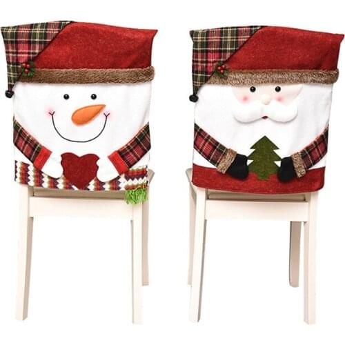 Christmas Decoration Chair Cover Soft Flannel Fabric Santa Snowman Elk Stool Mat for Home Dining Room Living Room 2021 Hot