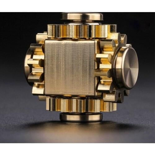 Fingertip gyro gear linkage cube pure copper finger mechanical gyro adult decompression toy gift craftsman feelings
