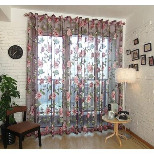 Home decor drapes sheer window curtains for living room the bedroom kitchen modern tulle curtains window blinds purple yellow