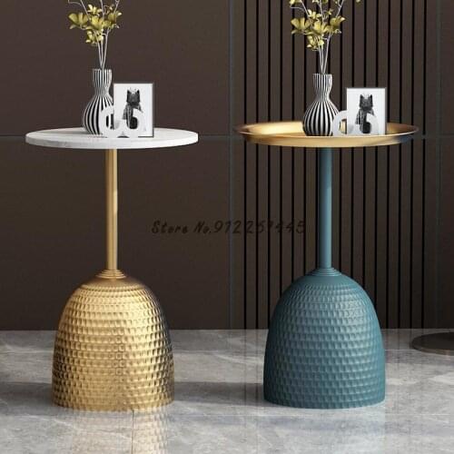 Nordic Side Table Light Luxury Simple Creative Iron Small Tea Table Round Marble Living Room Sofa Simple Round Table Corner Tabl