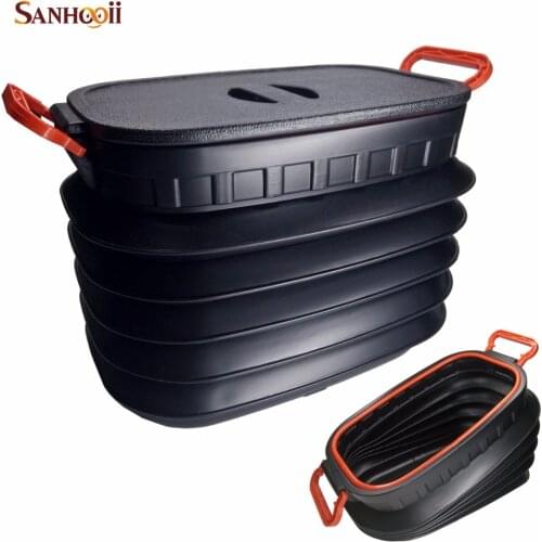 18L Car Folding Bag Washing Bucket Storage Box Collapsible Auto Trunk Boot Organizer Camping Travel Gadgets ZM56