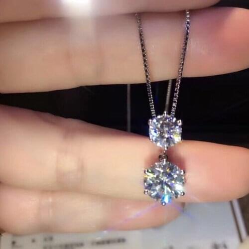 TN261 lassic 1 carat +2carat NSCD Simulated Gem 6 prongs Pendant Necklaces For Women