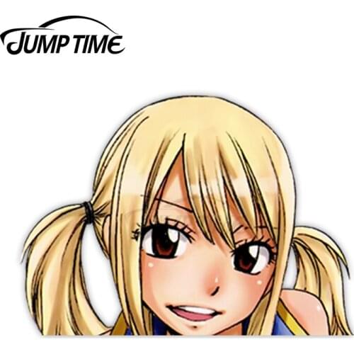 Jump Time Fairy Tail Lucy Heartfilia 14 7.6 Big Head Anime Peeker Vinyl Decal Waifu Kawaii Girl Car Stickers