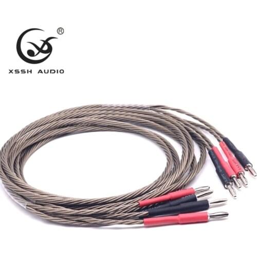 XSSH 1 pair Hi-end DIY HIFI Silver Plated 4 banana plugs to 4 banana plugs ODIN 8 core speaker cable Cord Wire