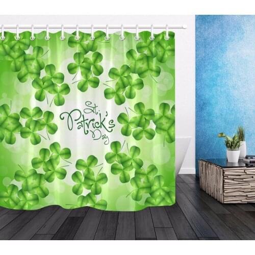 Green Clover Polyester Shower Curtain st patricks Day Decorations Bathroom Fabric Waterproof Washable Bath Curtains for Home