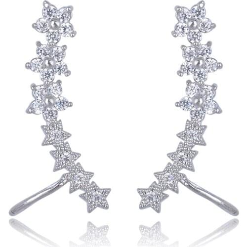 High Quality Silver Color Stud Earrings with AAA CZ For Women Fashion Jewelry GLE4699