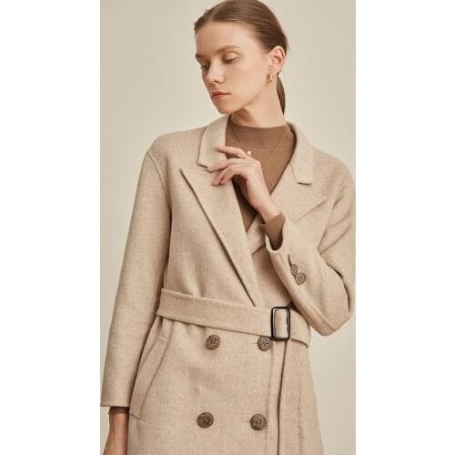 Double-sided wool coat womens medium length 100 pure wool 2021 autumn new small wool coat