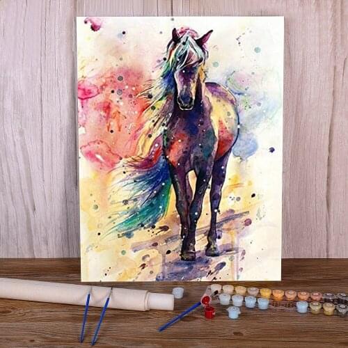 Animal Horse Coloring By Numbers Painting Set Acrylic Paints 50*70 Paiting By Numbers Loft Picture For Adults Handiwork Art