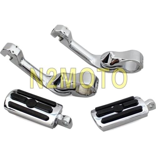 1 Set Highway Passenger Footpeg 1 1/4" Engine Guard 32mm Footpeg Clamp Mount for Harley Softail Touring Road King Long Angled