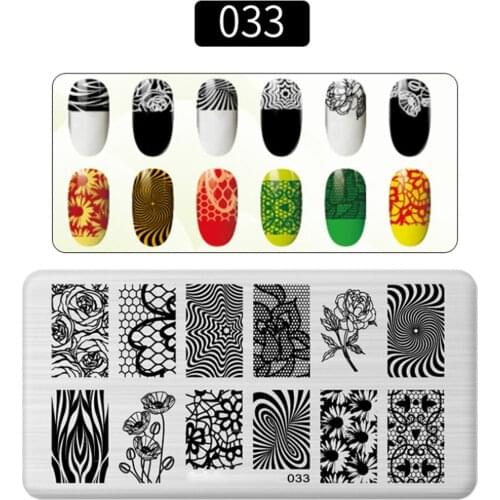 1PCs Rose Flower Nail Stamping Plates Line Pictures Nail Art Plate Stamp Template Marble Leaves Image Printing Plates Tools