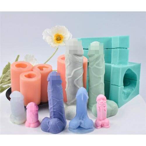 1pc Toy Organ Men Silicone Sexes Candle Mold Body Big Penis Birthday Joke Gifts DIY Hanmade Creative Art Crystal Accessories