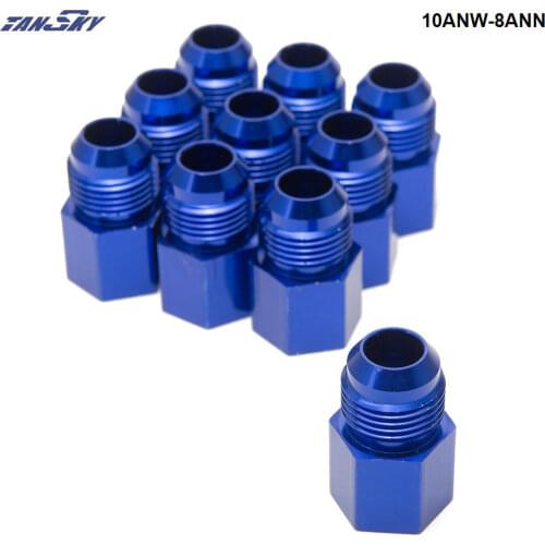 10PCS/LOT Fitting Flare Reducer Female -8 AN to Male -10AN Blue Flare Reducer Fitting Adapter 10ANW-8ANN