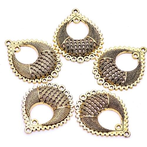 10PCS Metal Alloy Vintage Silver Gold Plated Connectors Charm Pendant For Jewelry Making DIY Earrings Necklace Findings