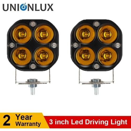 2Pcs Square 3 Inch Led Work Light 12V 24V For Car 4x4 Offroad ATV 4WD Motorcycle Truck Driving Lights Yellow Fog Lamp Spotlights