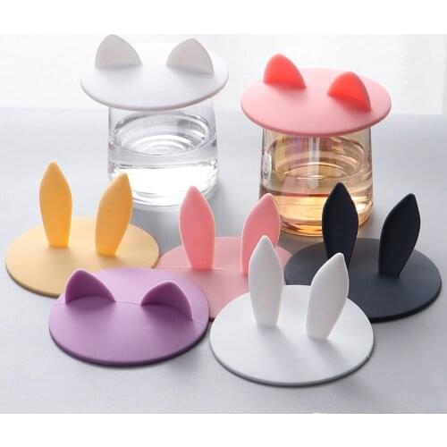10CM Silicone Cup Cover 2PCS Mug Cup Accessories Cute Round Dustproof Creative Ceramic Glass Water Cup Lids
