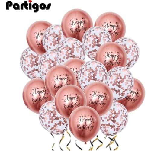 20pcs 12inch Rose Gold Balloons Set Confetti Chrome Metallic Baloons Birthday Decor Wedding BabyShower Balony Child Party Globos