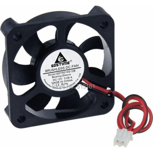 20pcs/lot Gdstime 2Pin 12V 5010 50mm 50*50*10mm 5cm Computer Case DC Motor Cooling Fan