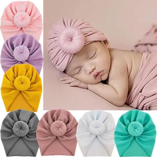 20 Pcs/Lot, New Hot Sale Baby Headbands Solid Cotton Kont Turban Headband For Girls Beanie Hat Headwear Baby Hair Accessories