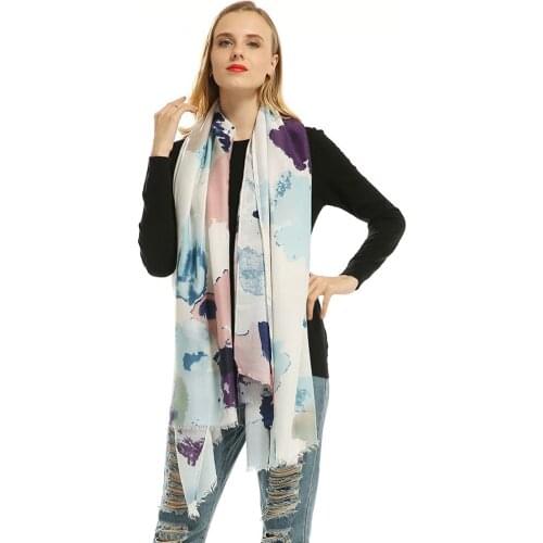2018 Fashion Women Cotton Ombre Floral Fringe Scarves Shawls Beautiful Flower Pattern Fringe Scarf Wrap Hijab Muffler 4 Color