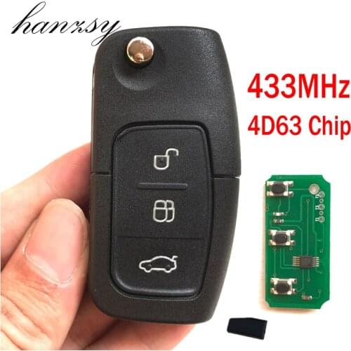 3 Buttons 433MHz Car Flip Folding key For Ford Focus Fiesta 2013 4D63 Chip HU101 Blade Complete Remote Key