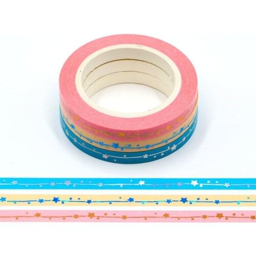 3 pcs/lot Stars love arrow Gold foil Washi Tape Decorative Adhesive Masking Tape For Stickers Scrapbooking DIY Stationery Tape