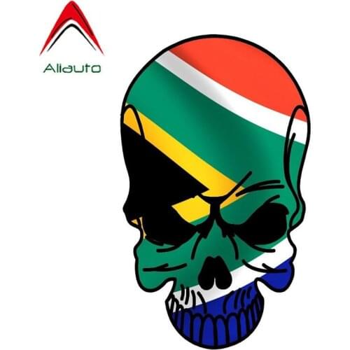 Aliauto Creative Car Sticker South Africa Flag Skull Waterproof Sunscreen Cover Scratch Decoration Decal PVC,16cm*10cm