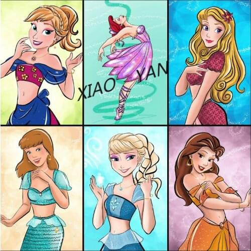 5D DIY Diamond Painting Princess Cute Cartoon Comic Illustration Diamond Embroidery Kit Handmade Craft Home Decoration Disney