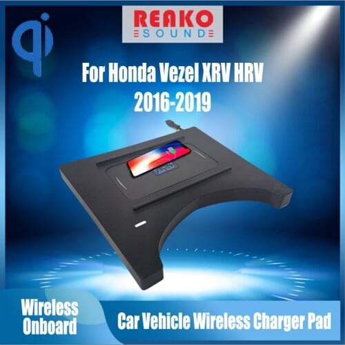 REAKOSOUND For Honda Vezel XRV HRV 2016-2019 15W Qi Charging Car Wireless Charger Pad Auto Android Phone Iphone Holder Plate