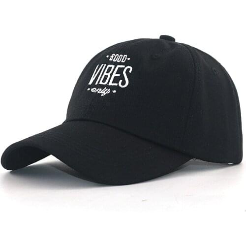 Letter embroidery good vibes only fashion dad hat 100% cotton adjustable black hip hop baseball cap men women sport cap unisex