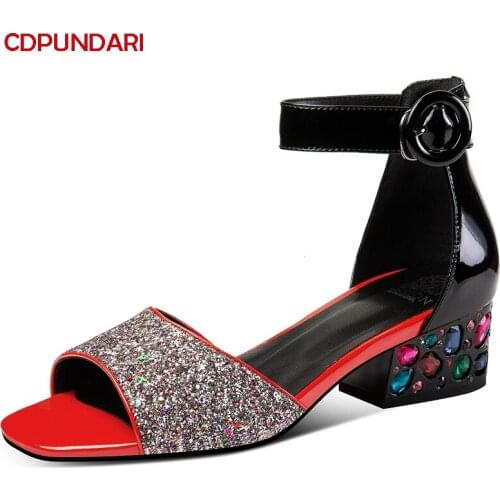 Fashion Rhinestone High Heels Sandals For Women Ankle Strap Summer Casual Shoes Sandales Femmes été Nouveau 2021 Sandalias Mujer