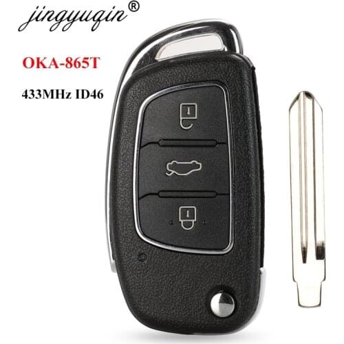 Jingyuqin 433MHz ID46 OKA-865T Key Remote Fob for Hyundai Elantra 2014 2015 2016 Flip Remote Control Car Keys 3 Button Control